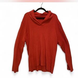 Eclectic Grandpa JEANNE PIERRE Rust Cable Knit Cowl Neck Sweater 3X